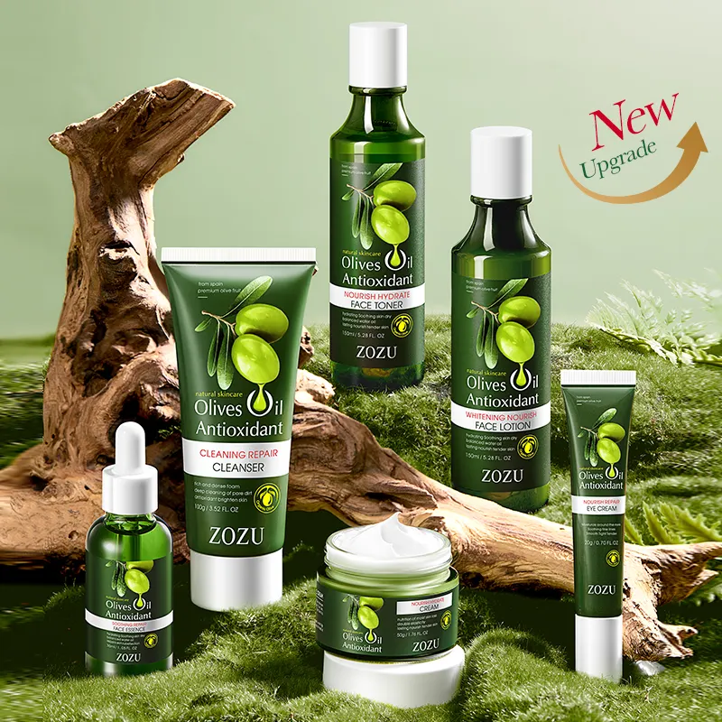 OEM ZOZU private label olio d'oliva nutriente sbiancante anti lentiggine prodotti di bellezza siero biologico naturale set per la cura della pelle