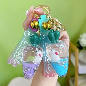 Creative <b>Custom</b> Cute Rabbit Keychains Animal Liquid Boba Floating Liquid <b>Keychain</b> - Product Image 3