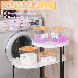 3 Pack Large Plastic Organizer <b>Laundry</b> Room Detergent <b>Storage</b> <b>Organization</b> and Container Jars with Lids - Product Image 2