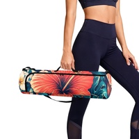 Sac de transport pour tapis de yoga et de Pilates à imprimé floral samoan Tapa, avec fermeture éclair et bandoulière réglable