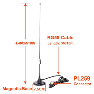 เสาอากาศ GSM แบบกำหนดเอง 900/1800MHz แบบรอบทิศทาง พร้อมฐานแม่เหล็กแบบสปริง สำหรับ LoRa พร้อมหัวต่อ SMA สายเคเบิล RG58 ยาว 4.5 เมตร - Product Image 1