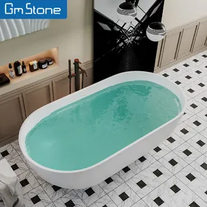 Latest GuangZhou 1600 Oval White Freestanding Bathtubs Solid Surface Bath Tub Manufacturers For Man Kids