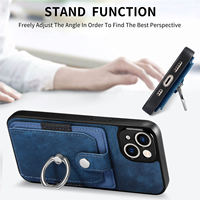 Étui de téléphone portefeuille avec anneau en cuir PU avec béquille et fente pour carte Étui portefeuille Coque arrière pour iPhone 17 16 15 14 13 Pro