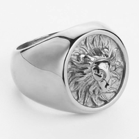 Gemnel Terbaru Terlaris Perhiasan Pria Vintage Retro Cincin Totem Kepala Singa Emas Cincin Signet Kustom Pria Casting Perhiasan