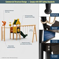 Équipement de jeu extérieur commercial de haute qualité : structure de jeu pour enfants en acier avec toboggan ondulé, balançoire, escalier d'escalade et rampes, OEM