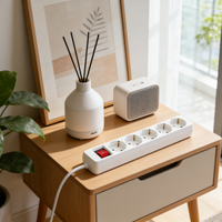 Multiprise EU 5 voies avec interrupteur marche/arrêt, 16A 250V, certifiée VDE, câble de 1,5m pour usage domestique, bureau et intérieur