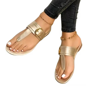 Sandalias Planas de Talla Grande con Hebilla Metálica Decorativa, Estilo Moderno para Mujer - Product Image 5