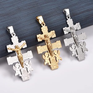 Collier pendentif croix Jésus ange rétro en acier inoxydable pour femmes et hommes, bijoux en métal avec breloques de prière et de foi - Product Image 4