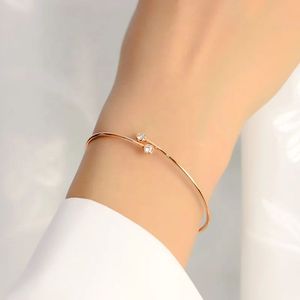 Xinfly Custom 18K Gold Expandable Women's <b>Bracelet</b> 0.24ct Natural Diamond Opening <b>Cuff</b> Stretch Genuine DIY Jewelry - Product Image 4