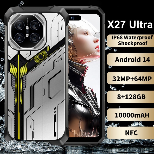 32MP+64MP Camera Smart Rugged Mobile Call Phone G85 Octa Core Android 14.0 8G+128GB 10000mAH Fingerprint/Face Unlock Phone