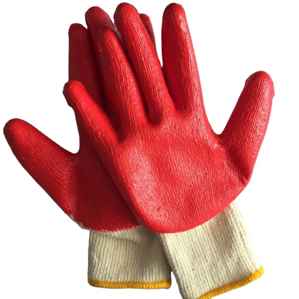7 10 gauge garden white cotton knitted Red latex coated safety work gloves of manufacture