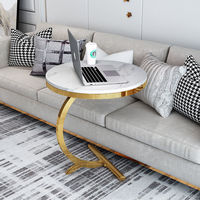 Nordique minimaliste petit appartement salon marbre moderne Double pont Table basse combinaison balcon coin support Table d'appoint