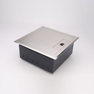 Boîte de sol encastrée durable avec finition brossée et prises européennes avec couvercle qui reste à n'importe quel angle - Product Image 1