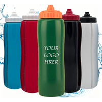 Bouteille d'eau compressible en plastique sans BPA de 1000 ml avec logo personnalisé, vente en gros, gobelet personnalisé, bouteille d'eau compressible pour le sport et le cyclisme de 32 oz