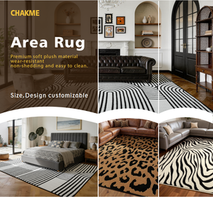 <span class=keywords><strong>Tapis</strong></span> d'intérieur YIHOUSE 46 pieds <span class=keywords><strong>en</strong></span> polyester, moderne, lavable, à rayures abstraites, noir/crème/blanc, pour salon et salle à manger, taille moyenne - Product Image 3