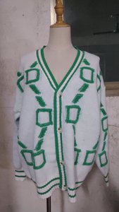 Outono e Inverno blusas das mulheres casaco único breasted toalha bordada V-neck top novo solto malha cardigan camisola para As Mulheres - Product Image 6