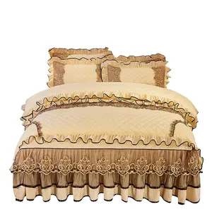 Veludo acolchoado de algodão estilo americano, 4 unidades, tampa para cama de casamento