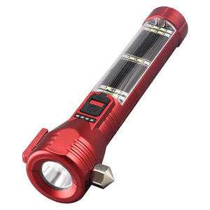 Lampe de poche pour voiture Lampe de poche tactique à énergie solaire Lampe torche d'urgence à LED lumineuse avec marteau de sécurité <span class=keywords><strong>Coupe</strong></span>-ceinture de sécurité - Product Image 1
