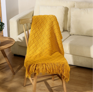 <span class=keywords><strong>Couverture</strong></span> de sieste en laine tricotée à franges pour canapé, <span class=keywords><strong>couverture</strong></span> de climatisation - Product Image 3