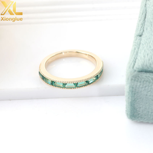 Anillo de Eternidad de Oro Amarillo de 10k, 14k, 18k con Corte Baguette de Moissanita, Estilo Vintage, Joyería Fina para Mujer - Product Image 3