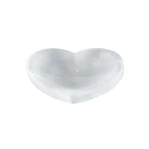 Wholesale selenite moon bowl natural moroccan white stone paste bowl love heart shape eelenite crystal bowls