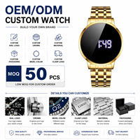 Jam Tangan Pria Layar Sentuh Logo Kustom, Mesin Quartz, Tali Baja, Fashion, Tahan Air, Multifungsi, Elektronik, OEM ODM