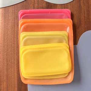 BPA Free Wieder verwendbarer Vakuum-Essbarer Behälter Quadratischer Silikon-Aufbewahrung beutel für Lebensmittel Frische Gemüse konservierung küche Essential - Product Image 5