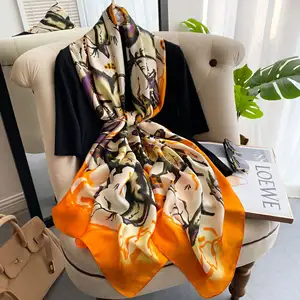 2022 new arrival Silk satin Scarf Fashion print smooth hand felling Scarves Long Lightweight Shawl Wrap for women schal