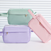 Trousse à crayons en velours côtelé multicolore, sac de rangement portable pour papeterie, pochette à fermeture éclair de grande capacité pour fournitures scolaires