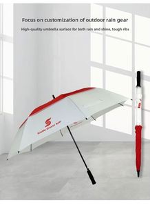 Parapluie droit semi-automatique à double couche, coupe-vent, imprimé avec logo personnalisé, avec ventilation puissante - Product Image 2