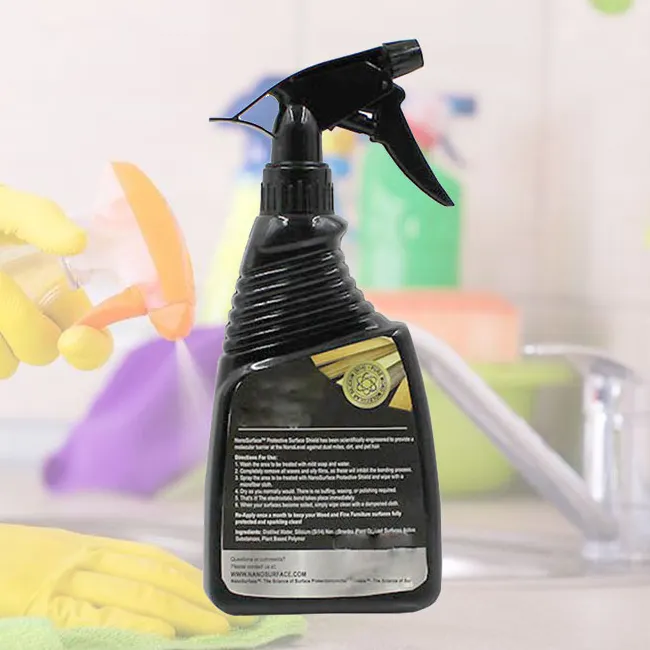 16 Oz 500ml düz siyah Pvc temizleyici kimyasal sıvı plastik fısfıs püskürtücü şişe