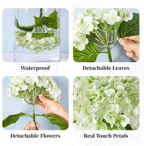 Fleur d'hortensia artificielle de haute qualité en latex, toucher réel, grande tête, pour décoration de table de fête, d'hôtel ou de mariage, bleue - Product Image 3