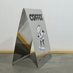 Outdoor Metal a Frame Sign Sidewalk Advertising Display Custom Mirror A-Shape Sign <b>Board</b> for Business - Product Image 3