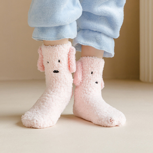Chaussettes en peluche pour tout-petits avec oreilles longues de chien, couleur macaron, chaussettes pour bébé avec oreilles 3D, chaussettes de dessin animé unisexes pour bébé pour l'automne et l'hiver - Product Image 5