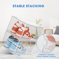 Boîtes à chaussures en acrylique empilables, boîtes à baskets spéciales pour chaussures de sport haut de gamme, boîte de présentation entièrement transparente à 360 degrés avec aimant