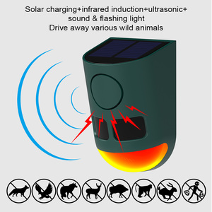 Ultrasonic Solar Animal Repeller 129dB <b>Motion</b> <b>Sensor</b> Alarm 6 Red Flashing <b>LED</b> 4 Modes Outdoor Security Siren <b>Light</b> for Farm - Product Image 2