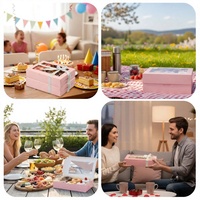 Boîtes de boulangerie roses en gros avec fenêtre transparente, boîtes à dessert personnalisées multi-tailles de qualité alimentaire pour beignets et pâtisseries