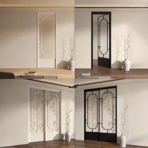 Puerta Corredera de Aluminio Minimalista de Lujo, Silenciosa y Elegante, Inspirada en la Música, con Perfil Delgado para Interiores, Jardín, Estudio, Sala de Estar, Balcón - Product Image 4