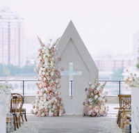 Latar Belakang Pernikahan Putih Pink S-A8796 Papan KT Mawar Baby Breath Delphinium