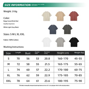 Camiseta de Manga Corta para Hombre HY de Alta Calidad, 310g, Estilo Urbano, Corte Holgado, Unisex - Product Image 2