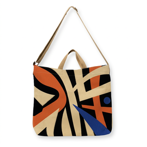 Geometric Pattern <b>Canvas</b> <b>Tote</b> Bag Large Size Shoulder Handle Daily Use Shopping Bag - Product Image 1
