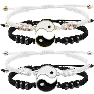 Fabriek Direct Yin Yang Tai Chi Vriendschap Armband Geweven Handgemaakte Verstelbare Charme Paar Tai Chi Touw Armband Voor Minnaar Cadeau