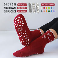 Chaussettes de yoga à volants personnalisées avec nœud 3D, chaussettes de Pilates antidérapantes pour femmes avec semelle en silicone