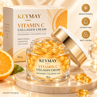 Crème Visage en Capsules de Collagène à la Vitamine C, Niacinamide et Acide Hyaluronique, Éclaircissante et Raffermissante, Marque Privée, OEM, ODM, Vente en Gros, Usine