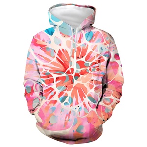 Sweat-shirt à capuche unisexe avec grandes poches, broderie 3D Galaxie, tricoté, coupe oversize, uni, manches longues, pour l'automne - Product Image 5