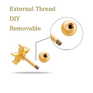 Piercing d'<span class=keywords><strong>Oreille</strong></span> 16G Couronne Cœur en Or pour Cartilage Hélix Rook Conch Tragus en Titane avec Pierre Naturelle pour Femme - Product Image 3