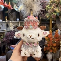 Nouveau Porte-clés ethnique en peluche d'agneau avec strass faits main 2026, Souvenir touristique culturel de la région occidentale du Xinjiang