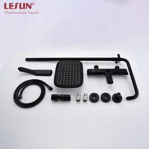 LESUN Douche de plafond carrée noire, pomme de douche, <span class=keywords><strong>kit</strong></span> de douche pour salle de bain - Product Image 4