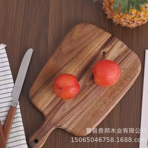 Planche à découper ovale en bois d'acacia Guibang avec poignée, qualité alimentaire, pour la maison, les fêtes et les restaurants - Product Image 2