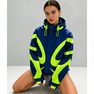 Men <strong>Jackets</strong> Color Block Hooded Waterproof Windproof Neon <strong>Green</strong> Blue Outdoor Streetwear Oversized <strong>Jackets</strong> for <strong>Skiing</strong> - Product Image 4